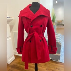 Calvin Klein size 8 red pea coat
